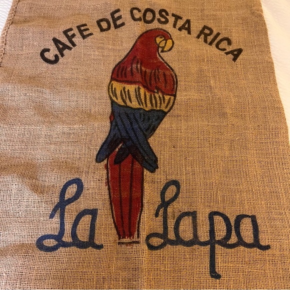 Other - Burlap Large Coffee Bag ‘Cafe de Costa Rica - La Lupa’ Featuring Large Parrot.